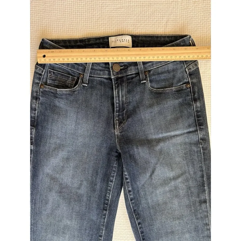 Parker Smith Jeans Women 25 Dark Wash Raw Hem Cropped Straight Leg Preppy Staple